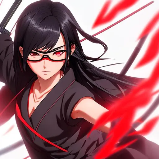 sarada uchiha, uchiha, ninja, anime, red glasses, re