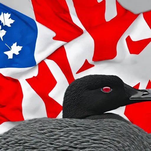 Prompt: canadian goose, USA flag