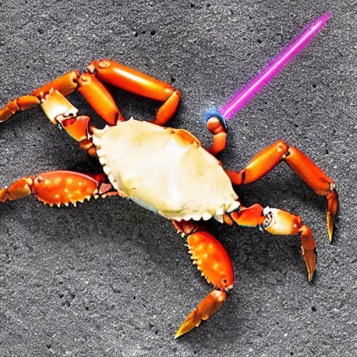 Prompt: crab with a laser gun