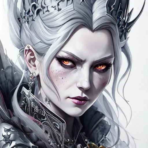 Prompt: evil grey queen, anime Character Design, Unreal Engine, Beautiful, Tumblr Aesthetic,  Hd Photography, Hyperrealism, Beautiful Watercolor Painting, Realistic, Detailed, Painting By Olga Shvartsur, Svetlana Novikova, Fine Art