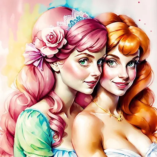 Prompt: two cute Disney princesses
