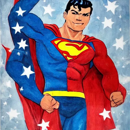 Paint a super man with a American flag | OpenArt