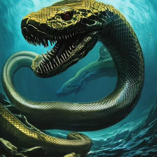 Prompt: A snake leviathan horror