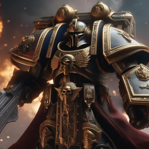 Prompt: God Emperor of Mankind of Warhammer 40K, Highly Detailed, Hyperrealistic, sharp focus, Professional, UHD, HDR, 8K, Render, electronic, dramatic, vivid, pressure, stress, nervous vibe, loud, tension, traumatic, dark, cataclysmic, violent, fighting, Epic, 



