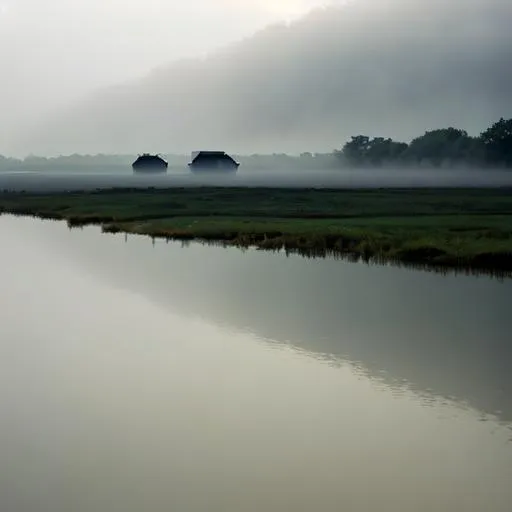 Fog everywhere. Fog up the river, where it flows amo... OpenArt