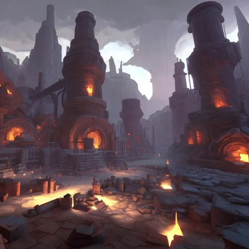 Prompt: massive forge in a fantasy world