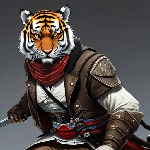 Prompt: Furry Tiger As A Assassin From Assassin's Creed 