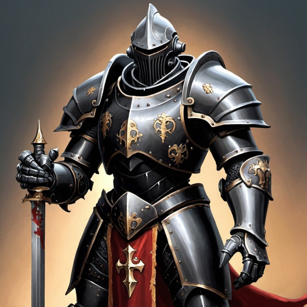 a fit fantasy knight wearing hall helm brass gothic