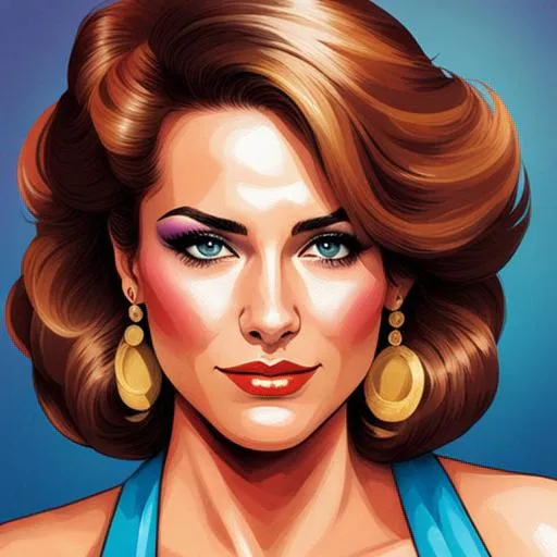 Prompt: Woman disco dancer, early 1980s facial closeup