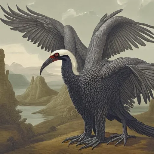 Prompt: two-headed giant bird