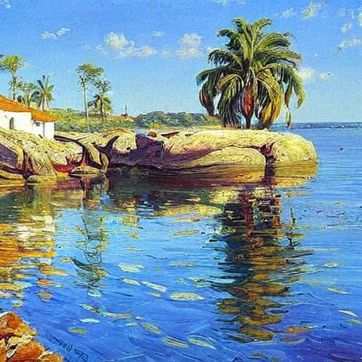 Prompt: Florida, seascape, beautiful artwork by monsted