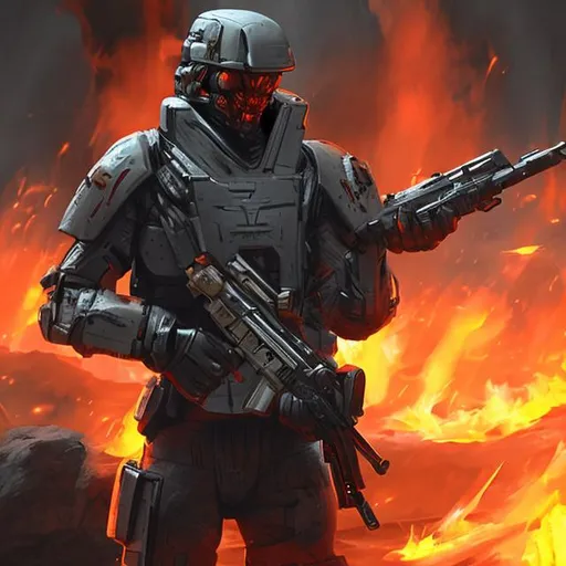 Prompt: sci fi soldier on fire