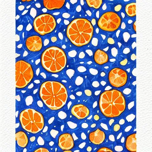 Prompt: orange and blue, botanical, illustration, gin, pattern, playful, premium, pintrest, behance, juniper berries, abstract, illustration

