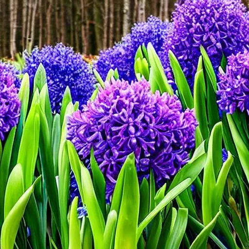 Prompt: Hyacinth - hyacinthus. garden in the forest