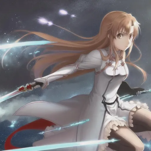 Prompt: anime, sword art online, beautiful asuna with rapier