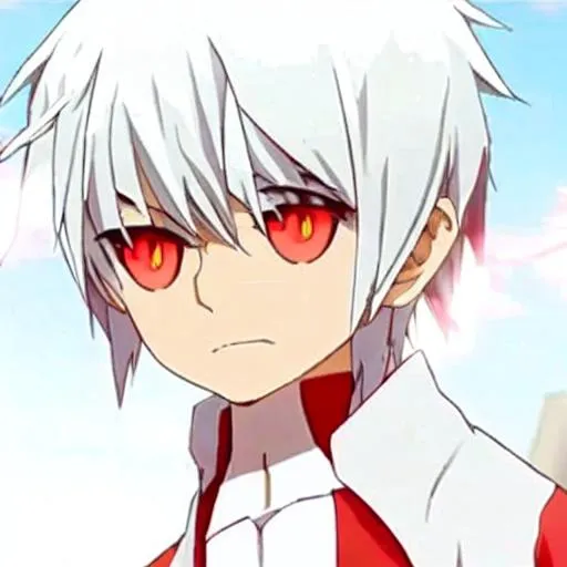 Prompt: White medium length hair, red and black eye, bandage covering left eye, demon boy, anime