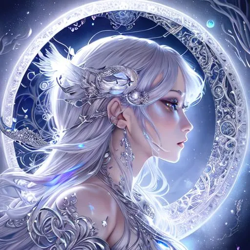 Beautiful moon goddess covered in nightly glow with... | OpenArt