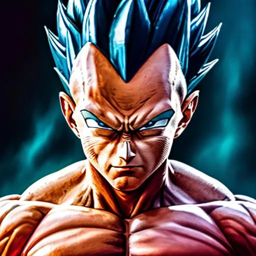 Hyperrealistic, high definition live action full body portrait of vegeta