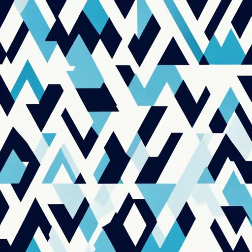 Prompt: Geometric image with diagonal lines  that trace each other. Main colors of white and blues with occasional black 