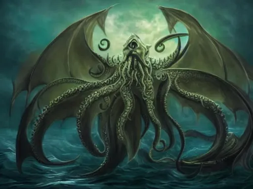 Prompt: make a bizarre sketch drawing of sea monster Cthulhu