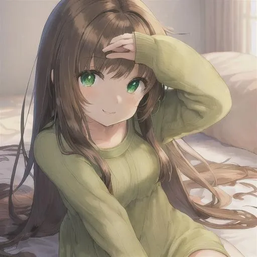 anime pretty girl with brown hair