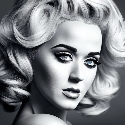 Prompt: Make a realistic 4K detailed defined picture of Katy Perry as Marilyn Monroe black and white