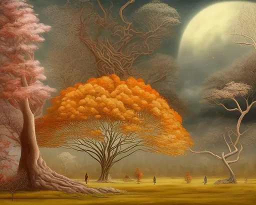 Prompt: ART DECO AUTUMN TREES, falling leaves, birds, hills, wind, clouds, castle, AURIKA PILIPONIENE IRA KENNEDY MARCI MCDONALD HOLAKANOLA MARIA SERAFINA DEBBIE CRISWELL victo ngai henri rousseau vladimir kush Arief Putra Anita Inverarity Alenka Sottler Itzchak Tarkay remedios varo