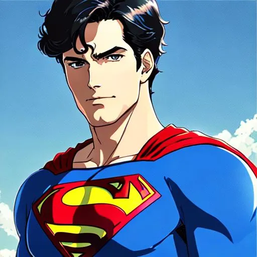 Prompt: superman, potrait, realistic hair
, anime style, vintage, Ghibli studio, 


