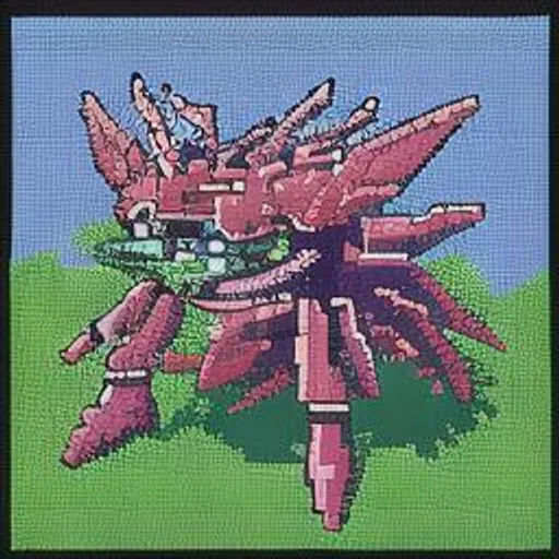 Prompt: Worm Mecha, pixel art