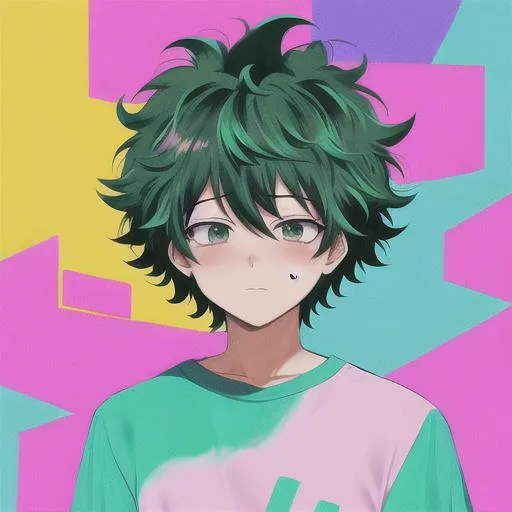 Mha, Izuku, manga cover, lofi, neon colors, hip-hop,... | OpenArt