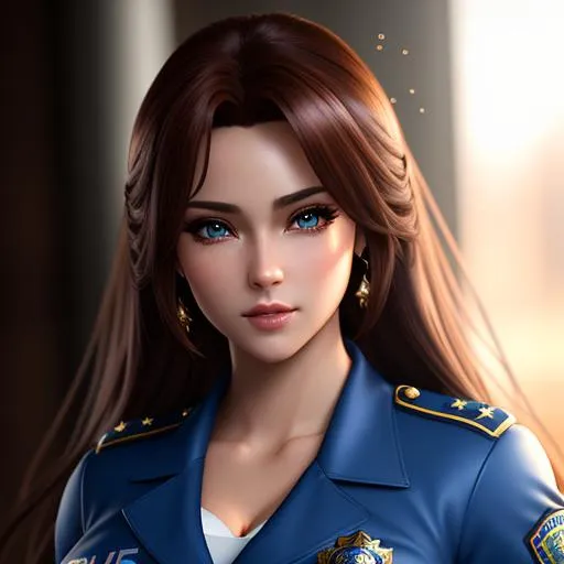 Prompt: {{{{highest quality absurdres best award-winning masterpiece}}}} octane rendered splashscreen videogame trailer digital oil art {{stylized hyperrealistic stunning cinematic sensual intimate anime waifu style}} of hyperrealistic intricately hyperdetailed wonderful stunning beautiful cute full body posing feminine 22 year {{police officer woman}} with {{hyperrealistic brown hair}} and {{hyperrealistic perfect beautiful brown eyes}} wearing {{hyperrealistic police outfit underwear}} with deep exposed visible cleavage and tight arousing muscles and abdomen, in {{hyperrealistic intricately hyperdetailed perfect 128k highest resolution definition fidelity UHD HDR}},
hyperrealistic intricately hyperdetailed wonderful natural beauty stunning cute feminine anime waifu face with romance glamour soft skin and nose and lips and red blush cheeks cute sadistic smile {{seductive love gaze at camera}},
hyperrealistic perfect posing body anatomy in perfect epic cinematic intimate composition with perfect vibrant colors and perfect shadows, perfect professional sharp focus RAW photography with ultra realistic perfect volumetric dramatic soft 3d lighting, trending on instagram artstation with perfect intimate epic cinematic post-production, 
{{sexy}}, {{huge breast}}