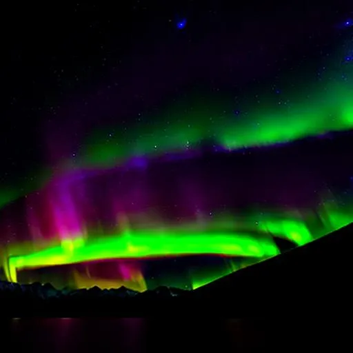 Prompt: Alaskan mountains mid spring
(Lots of wildlife) stary night sky, Northern lights