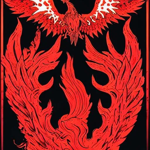 Prompt: Red and black rising Phoenix