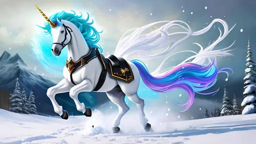 Prompt: splash art, hyper detailed perfect oil painting of a mech armour unicorn on a snowy mountain. snow on the ground. Unicorn rearing up and kicking its legs. Unicorn has red and black armour.

White unicorn, detailed long white main, green eyes, snow and ice, golden horn. Looking head on and standing on two legs. Unicorn rearing up. Kicking, angry unicorn. Male. Dusk, starry night 

Elegant, ethereal, graceful,

HDR, UHD, high res, 64k, cinematic lighting, special effects, hd octane render, professional photograph, studio lighting, trending on artstation