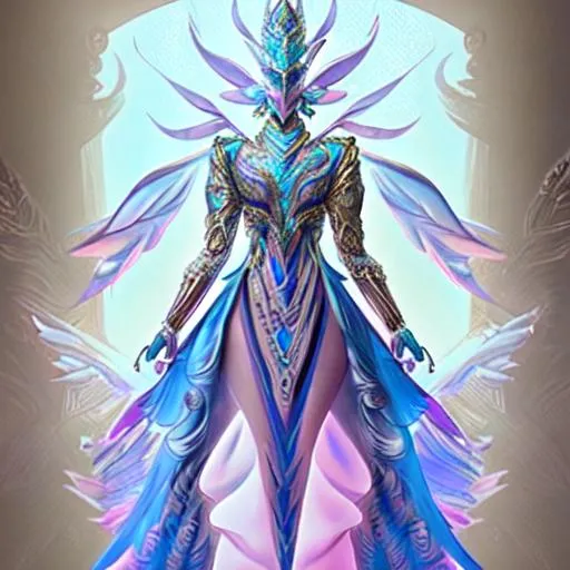 Prompt: mythical 
futuristic dress in year 3050
inspired by garuda in hindu mythology 
