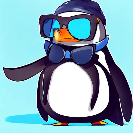 Make me an anime style penguin with cool sunglasses on 