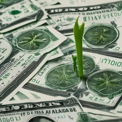 Prompt: green shoots on us dollar bills