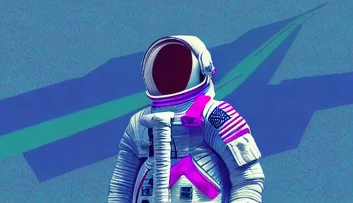 Prompt: astronaut, vaporwave, aesthetic, floating, A pose