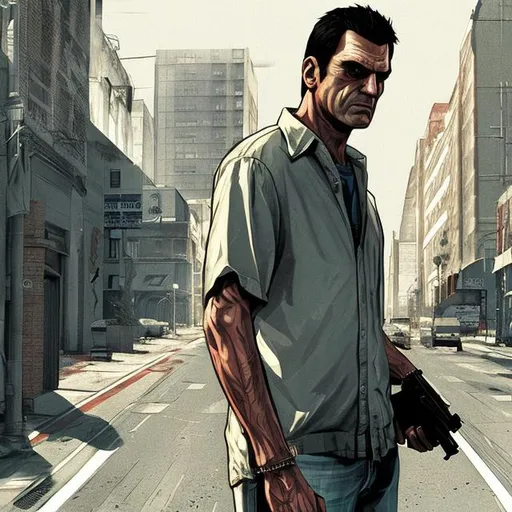 Prompt: Tommy Vercetti in gta iv concept art