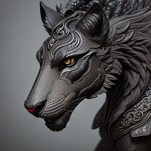 Prompt: four legged statue of a black chimera, perfect composition, hyperrealistic, super detailed, 8k, high quality, trending art, trending on artstation, sharp focus, studio photo, intricate details, highly detailed, illustration, watercolor
