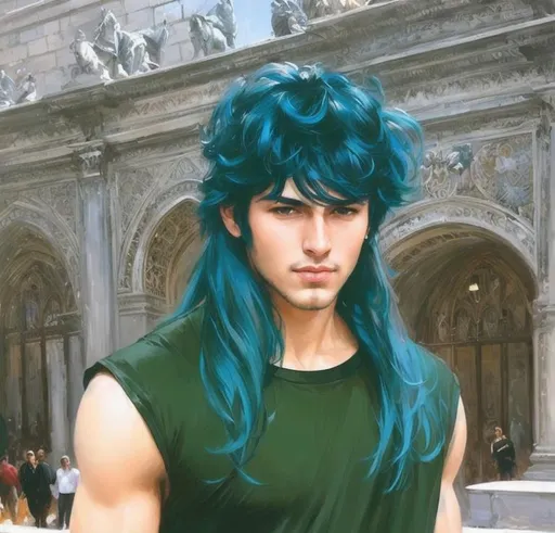 Prompt: Make him look like realistic handsome man.elegant beautiful features. Dreamy. Art by artgerm and pino daeni. very handsome face, beautiful eyes. 