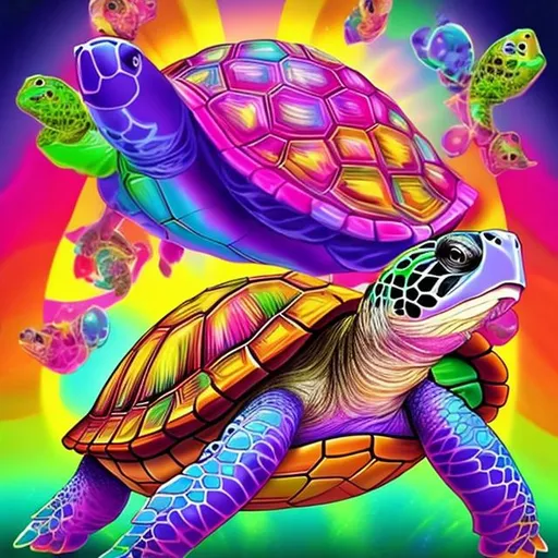 Prompt: Turtle in the style of Lisa frank