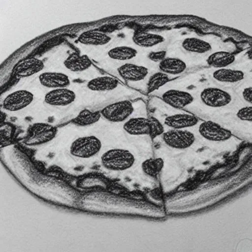 Prompt: pencil drawing of a pizza