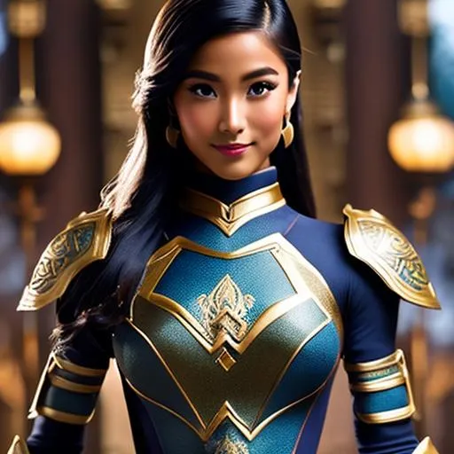 Prompt: {{Petite, tanned skin, korra (legend of korra)}}, flat chest,
Greek statue, hyper detailed painting, WLOP 
style, Insanely detailed full body, medium closeup, beautiful woman, {{skintight armour, amazon}}, intricate face, beautiful long hair, rule of third of beutiful landscape ultra HD 4k 10 bit depth, hyperrealistic