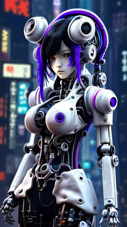 Prompt: Cyberpunk style, Perfect v2, This model pursues the absolute perfection of realistic images. mecha musume, mechanical parts, robot joints, headgear, full armor, <lora:AMechaSSS:1>, beautiful mechanical fiber cyborg girl wearing a snake dress, with hair long, big and charming eyes, with deep eye sockets, very beautiful face and attractive thick lips, Full body panoramic shot.