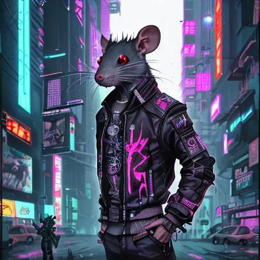 Prompt: cyberpunk rat 