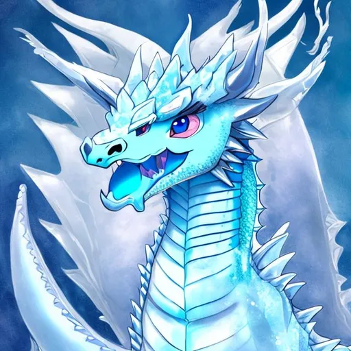 Prompt: Portrait of a baby ice dragon.