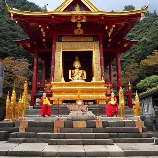 Prompt: (Hyper realistic) (realistic) A Buddhist shrine 