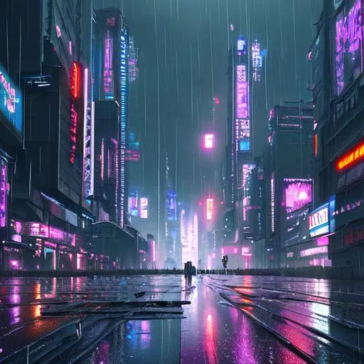 Prompt: A city, cyberpunk, rain, 4k, sci fi