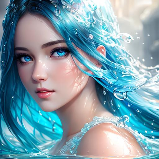 Beautiful woman made of water, Realistic, fantasy ar... | OpenArt